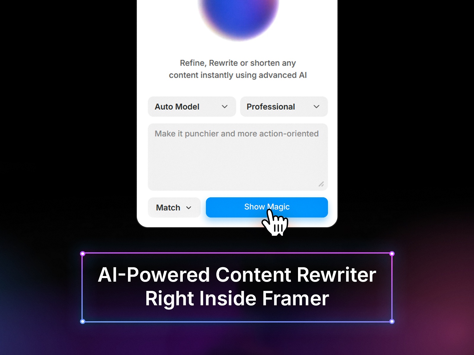 Thumbnail 1 for Smart AI Rewrite, a Framer Marketplace template by Zain Malik.