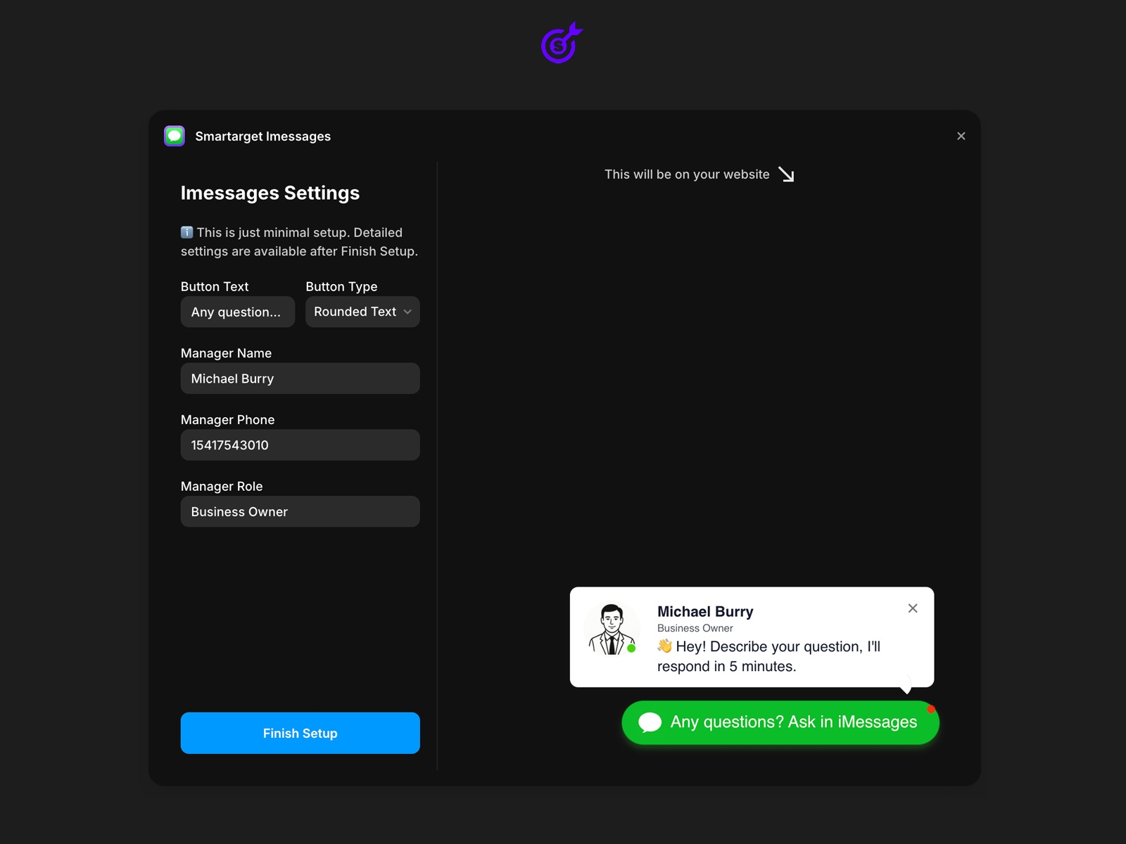 Thumbnail 2 for iMessage & SMS - Chat Support, a Framer Marketplace template by Smartarget.