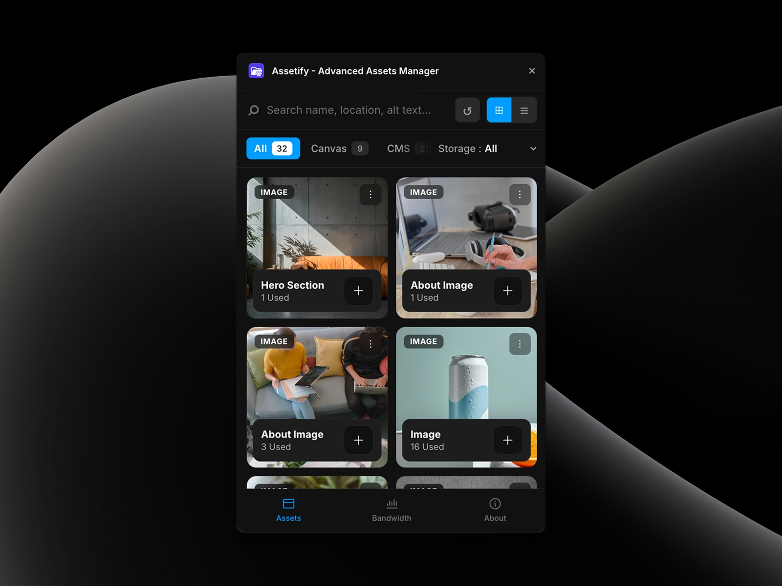 Thumbnail 1 for Assetify - Advanced Assets Manager, a Framer Marketplace template by Aghassi.