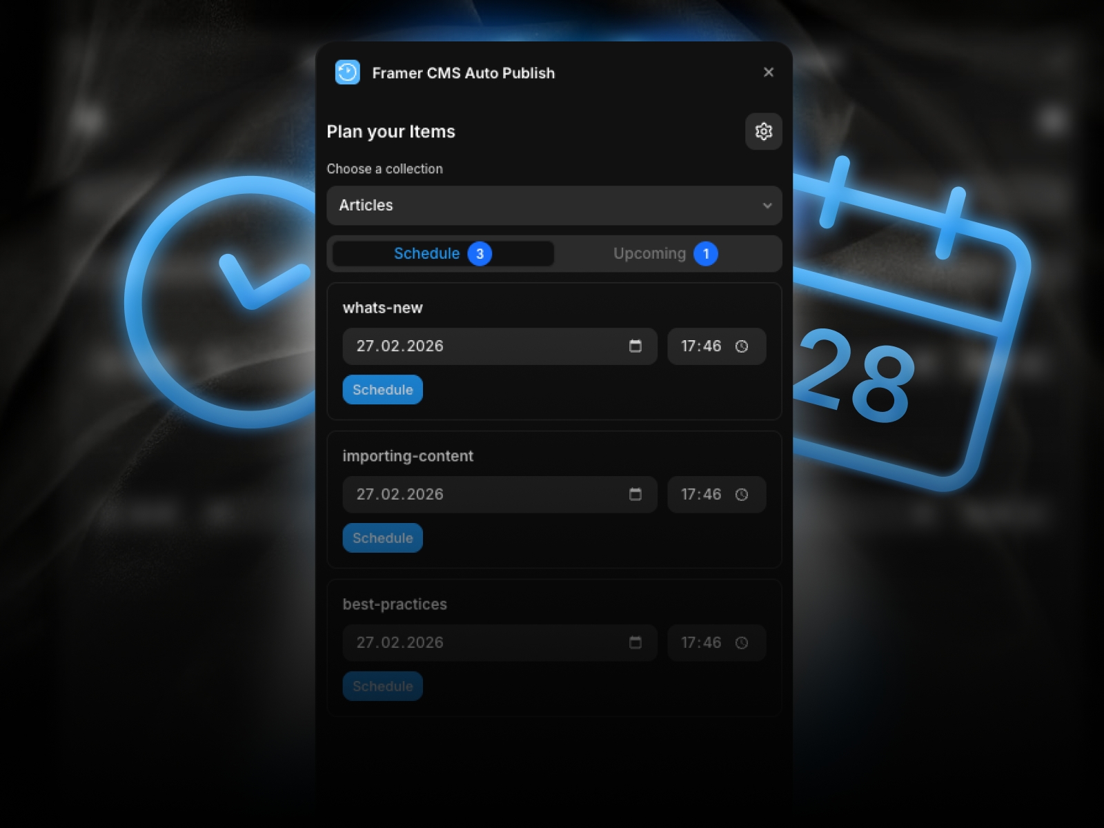 Thumbnail 1 for CMS Auto Publish, a Framer Marketplace template by Chris Lacorte.