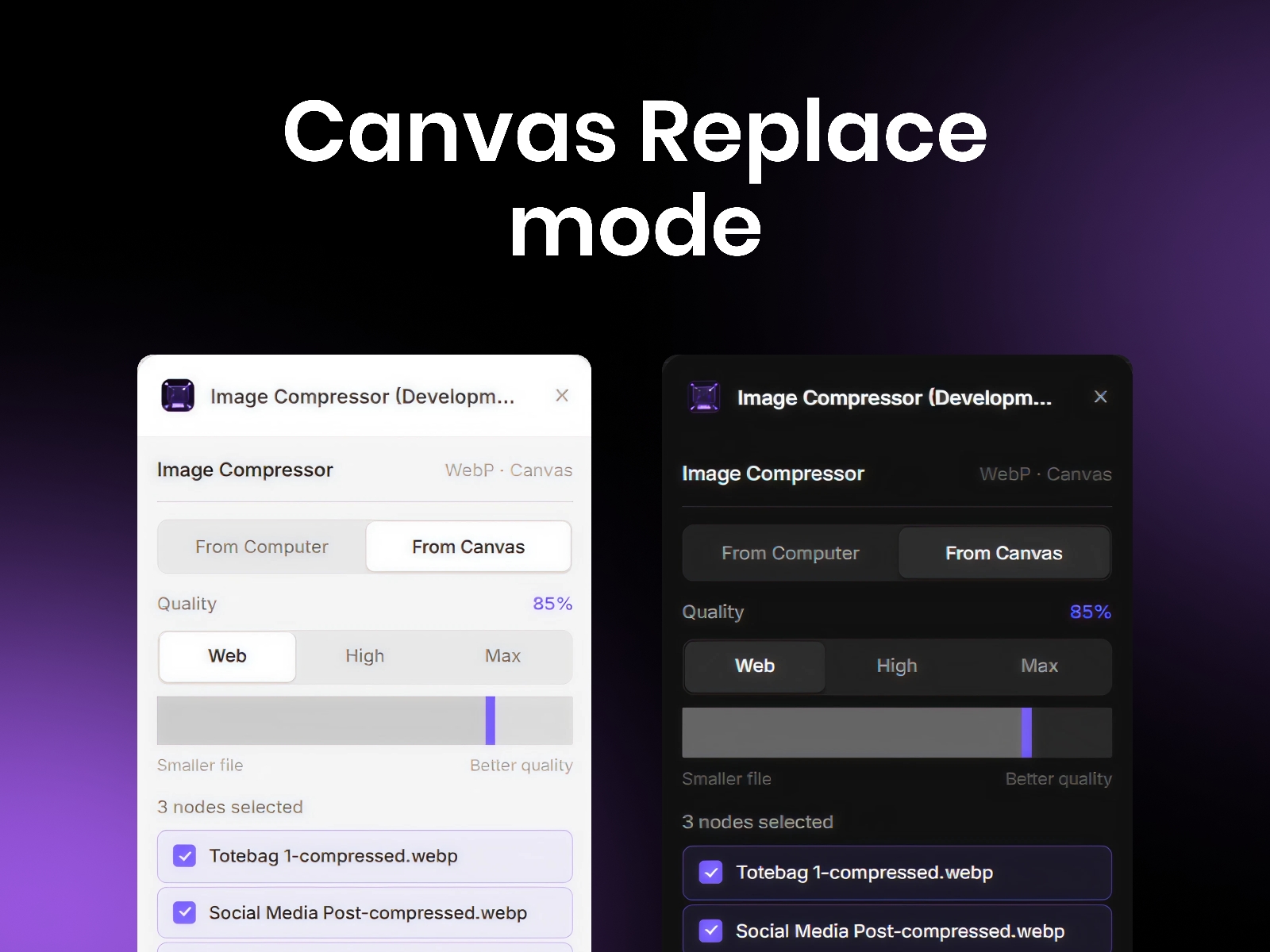 Screenshot 4 for Image Compressor, a Framer Marketplace plugin by Melvin John.