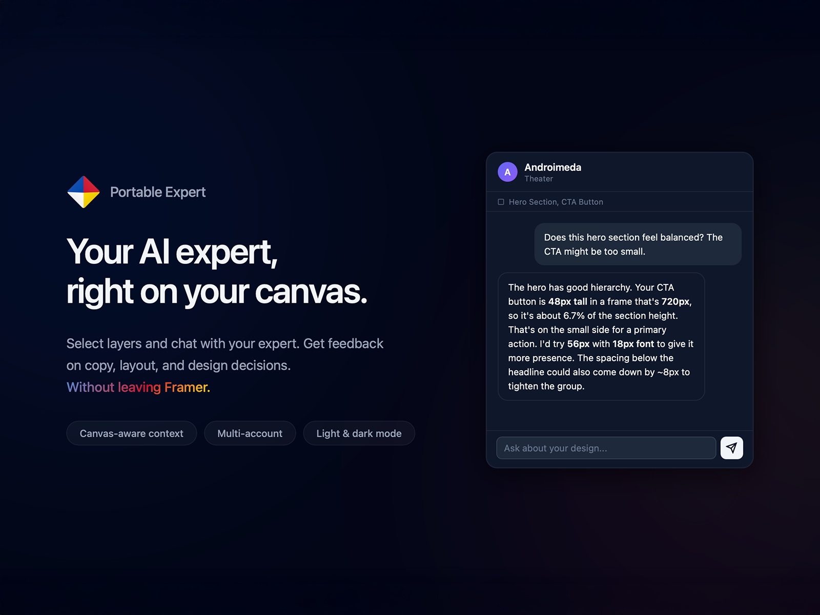 Thumbnail 1 for Portable Expert, a Framer Marketplace template by Adam Lisagor.