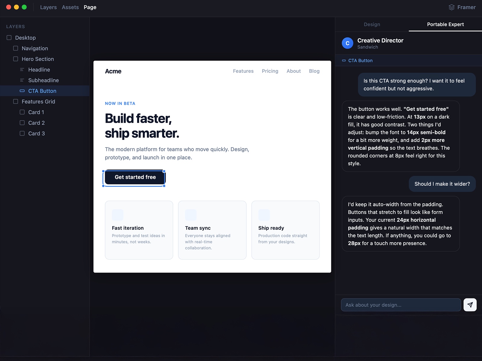 Thumbnail 2 for Portable Expert, a Framer Marketplace template by Adam Lisagor.