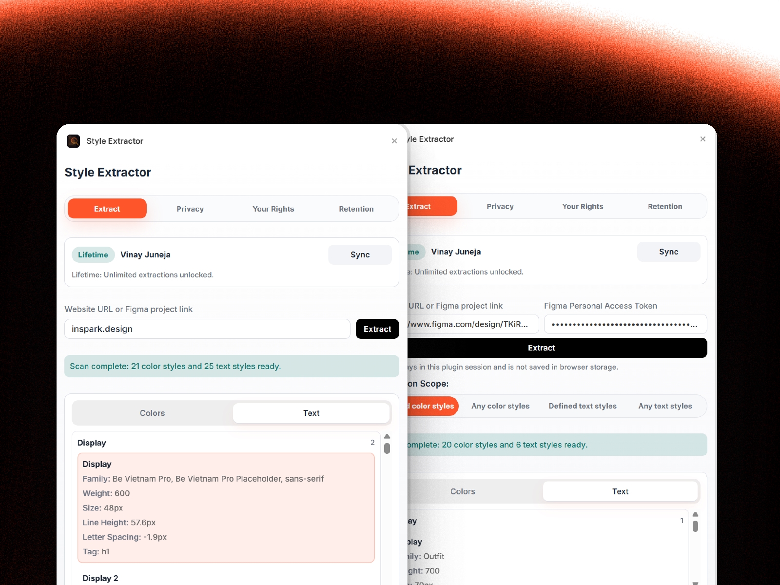 Screenshot 3 for Style Extractor, a Framer Marketplace plugin by Vinay Juneja.