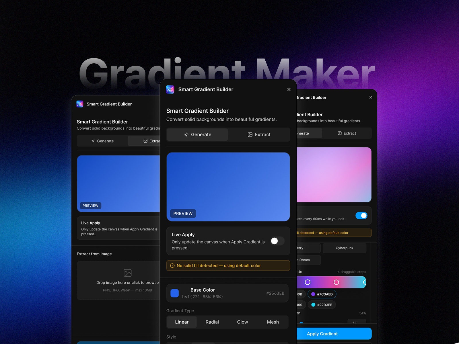 Thumbnail 1 for Smart Gradient Builder, a Framer Marketplace plugin by ahmad madhoun.