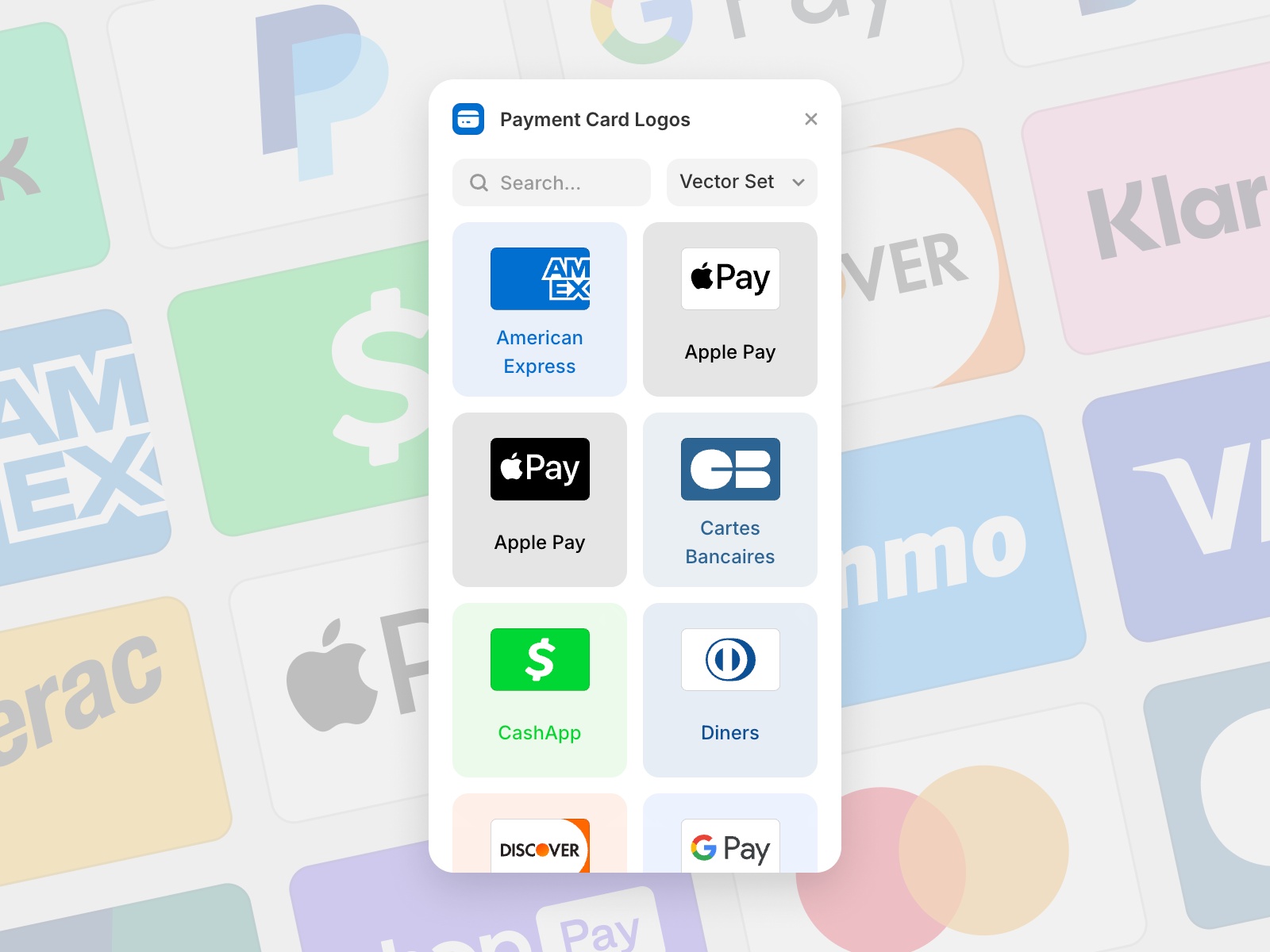 Thumbnail 1 for Payment Card Logos, a Framer Marketplace plugin by Isaac Roberts.
