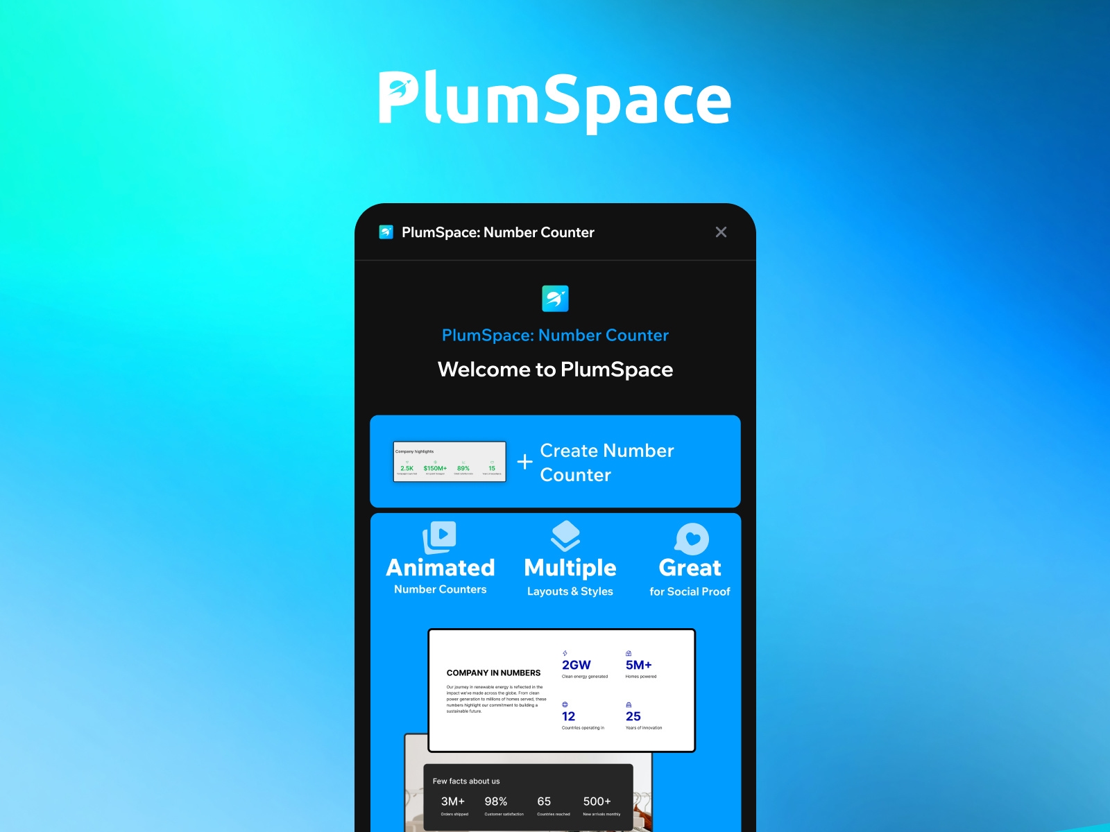 Thumbnail 1 for PlumSpace: Number Counter, a Framer Marketplace template by PlumSpace.