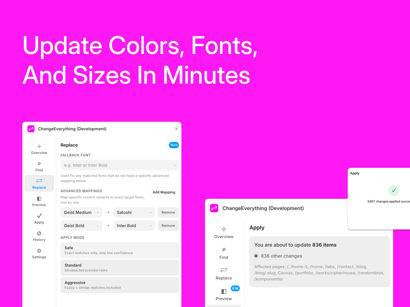 Screenshot 3 for ChangeEverything, a Framer Marketplace plugin by Floyka Design Studio.