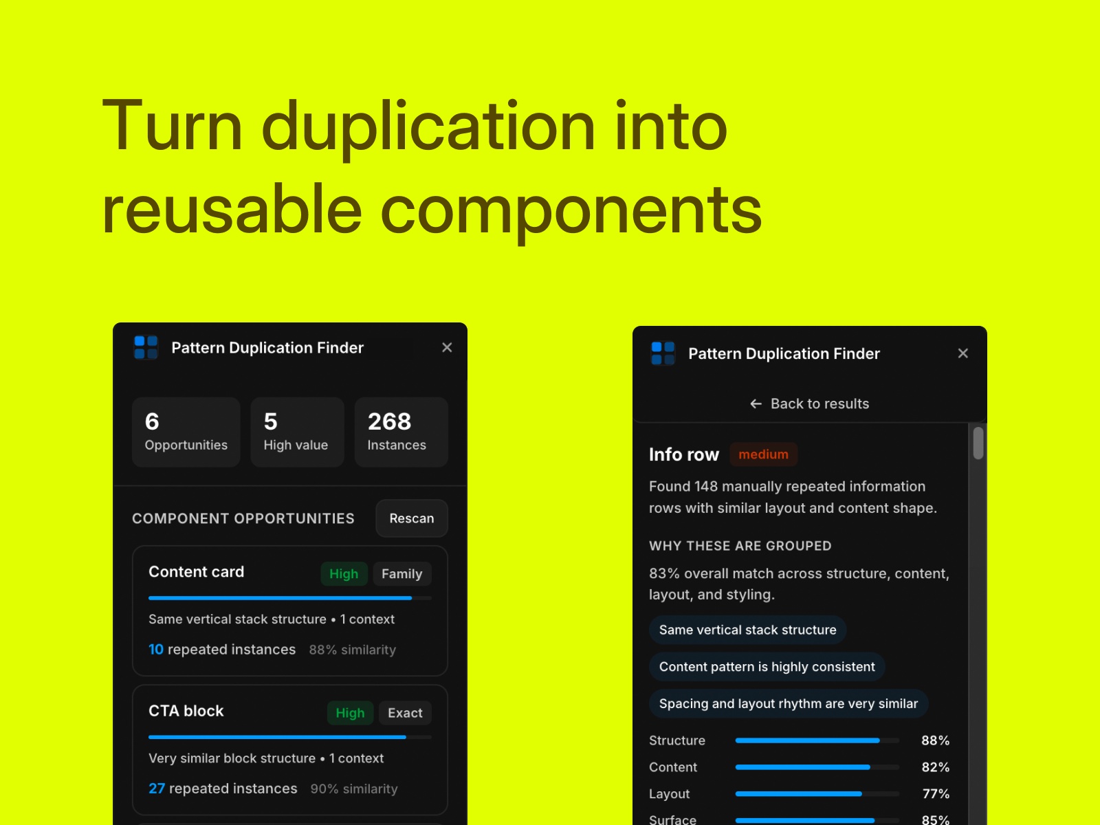 Screenshot 4 for Pattern Duplication Finder, a Framer Marketplace plugin by Floyka Design Studio.