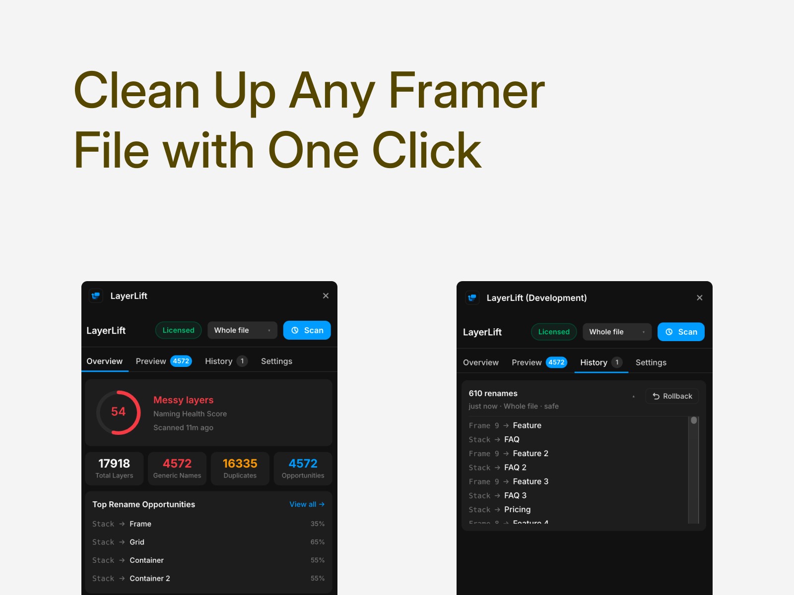 Screenshot 4 for LayerLift, a Framer Marketplace plugin by Floyka Design Studio.