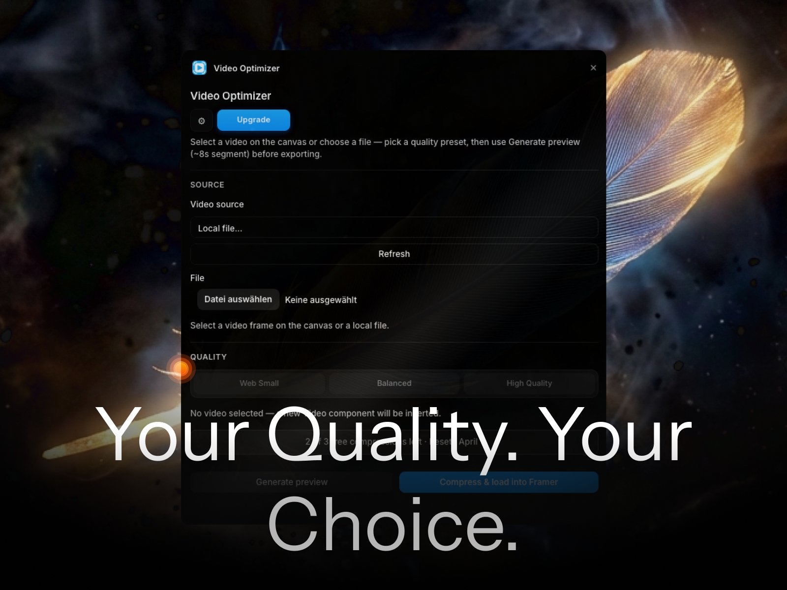 Screenshot 4 for Video Optimizer, a Framer Marketplace plugin by Chris Lacorte.