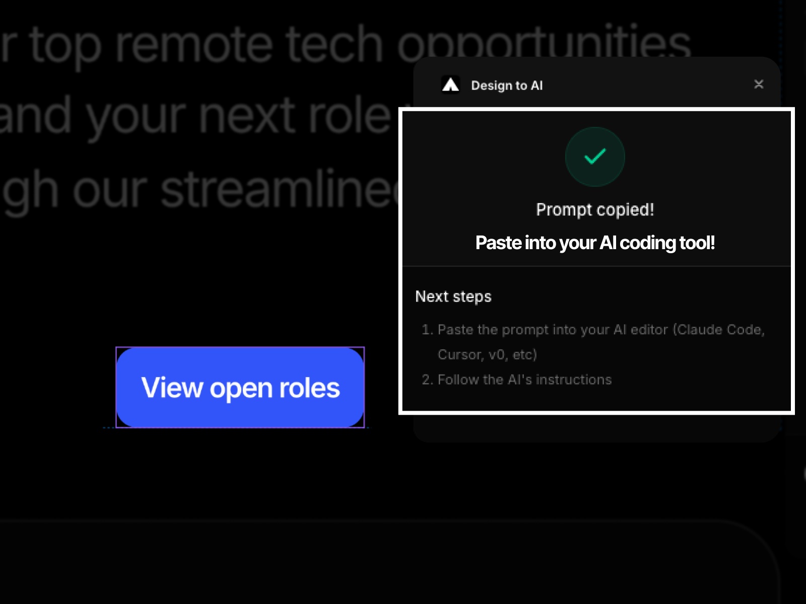 Screenshot 4 for Design to AI, a Framer Marketplace plugin by Olalekan Isaac.