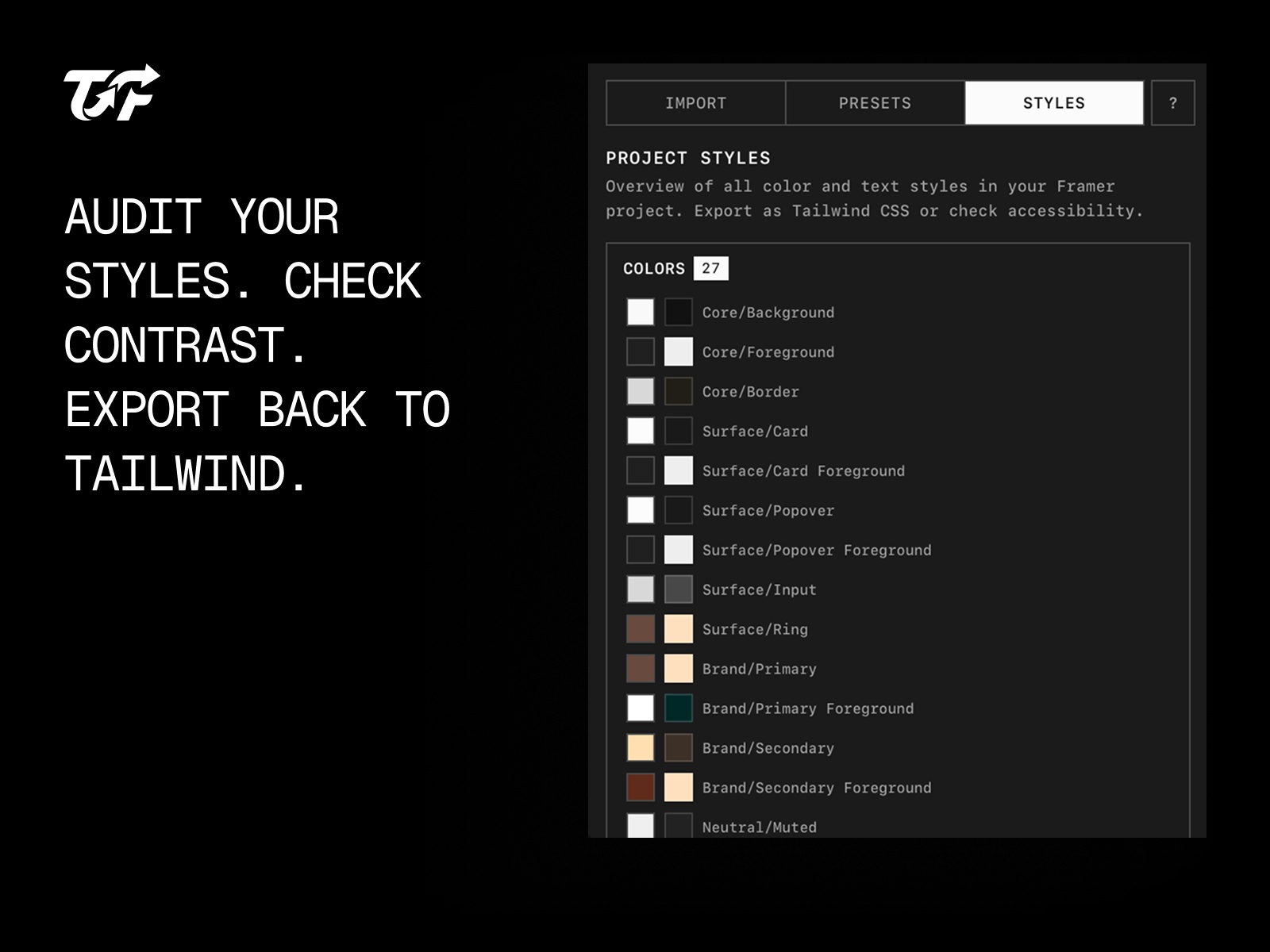 Screenshot 4 for Tailwind to Framer, a Framer Marketplace plugin by Léo Laurent.
