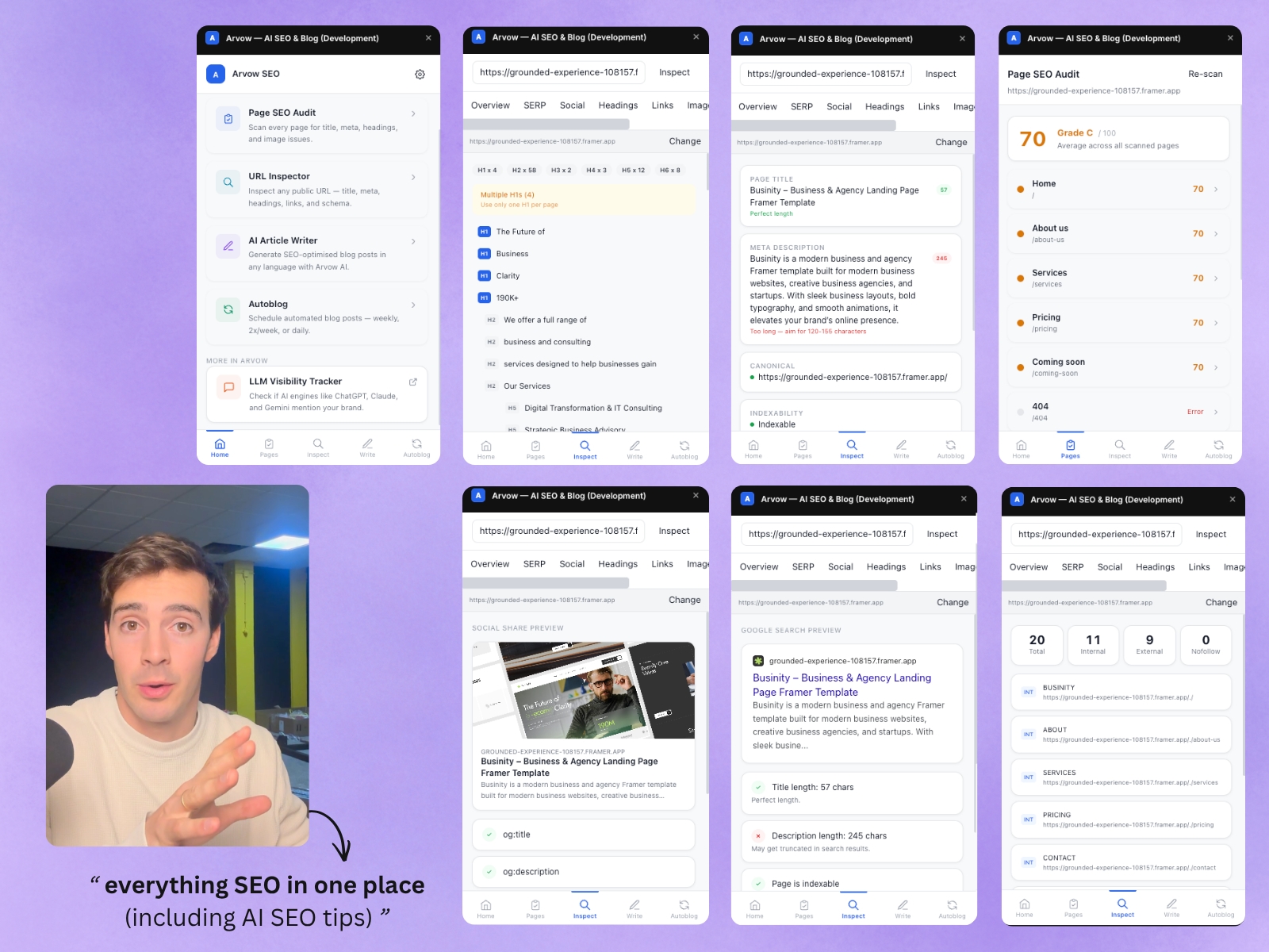Thumbnail 2 for Arvow — AI SEO & Blog, a Framer Marketplace template by Vasco Monteiro.