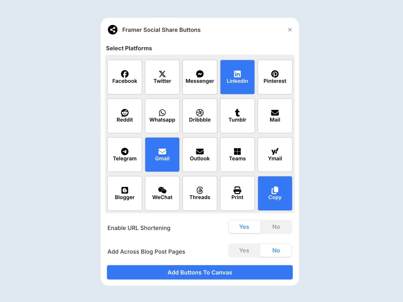 Framer Social Share Buttons