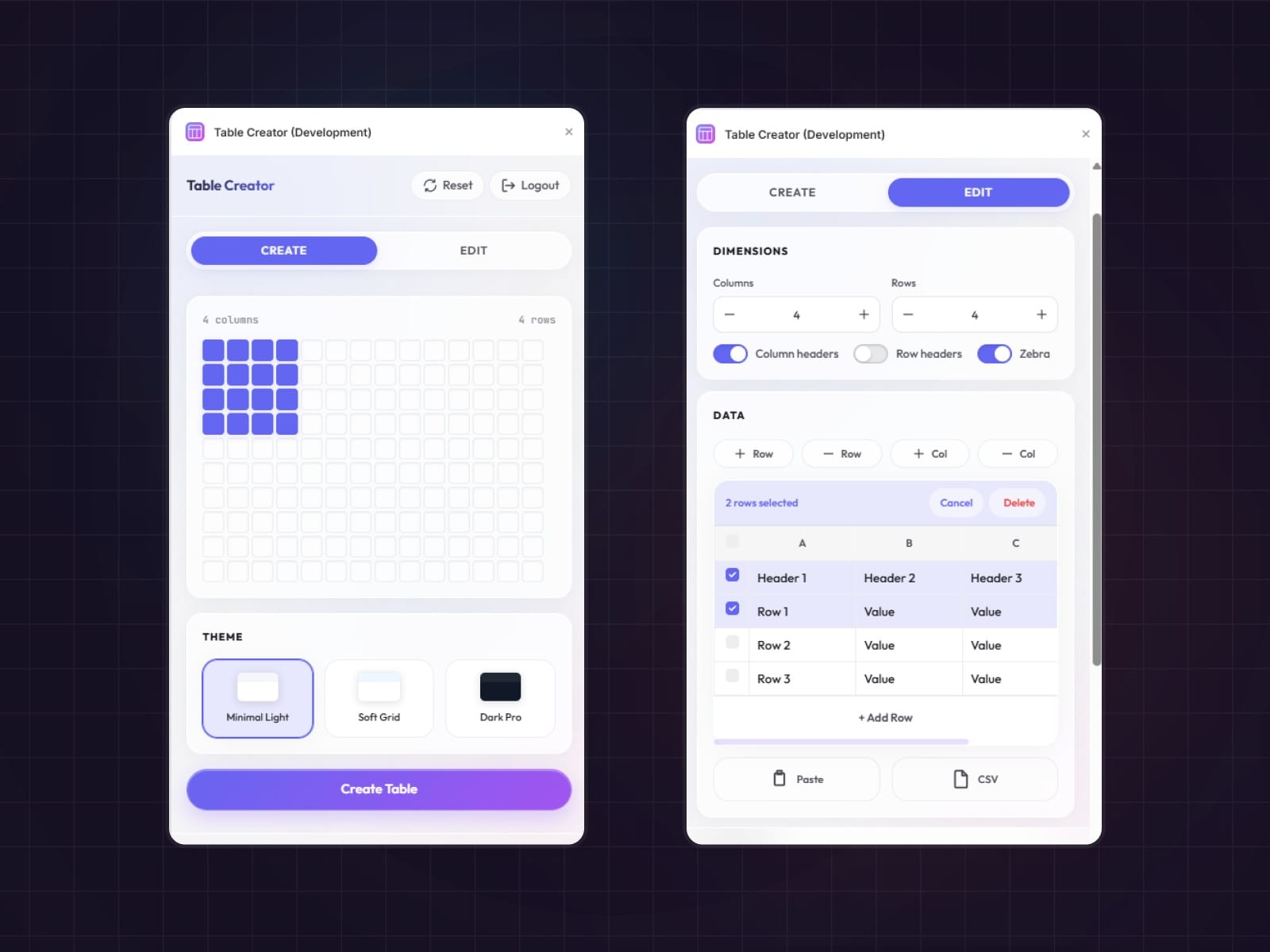 Table Creator