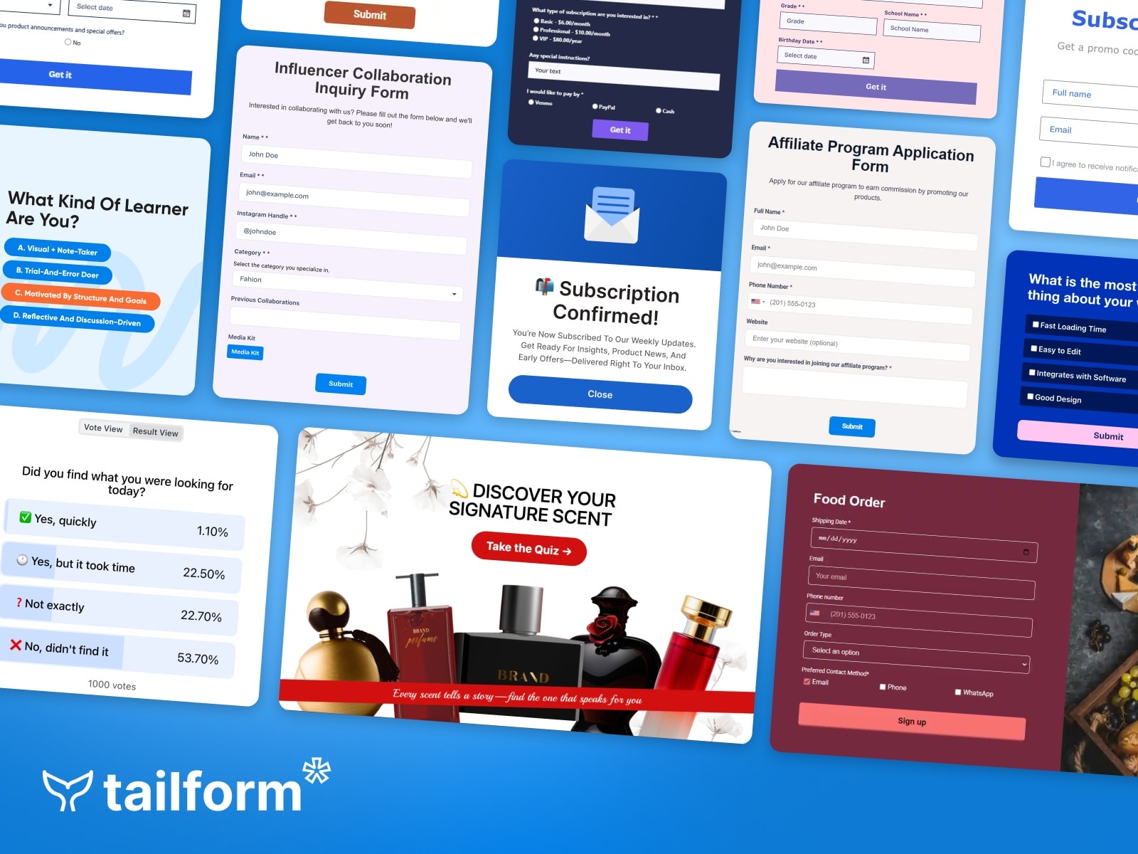 Tailform: Form Builder, Quizzes, Polls