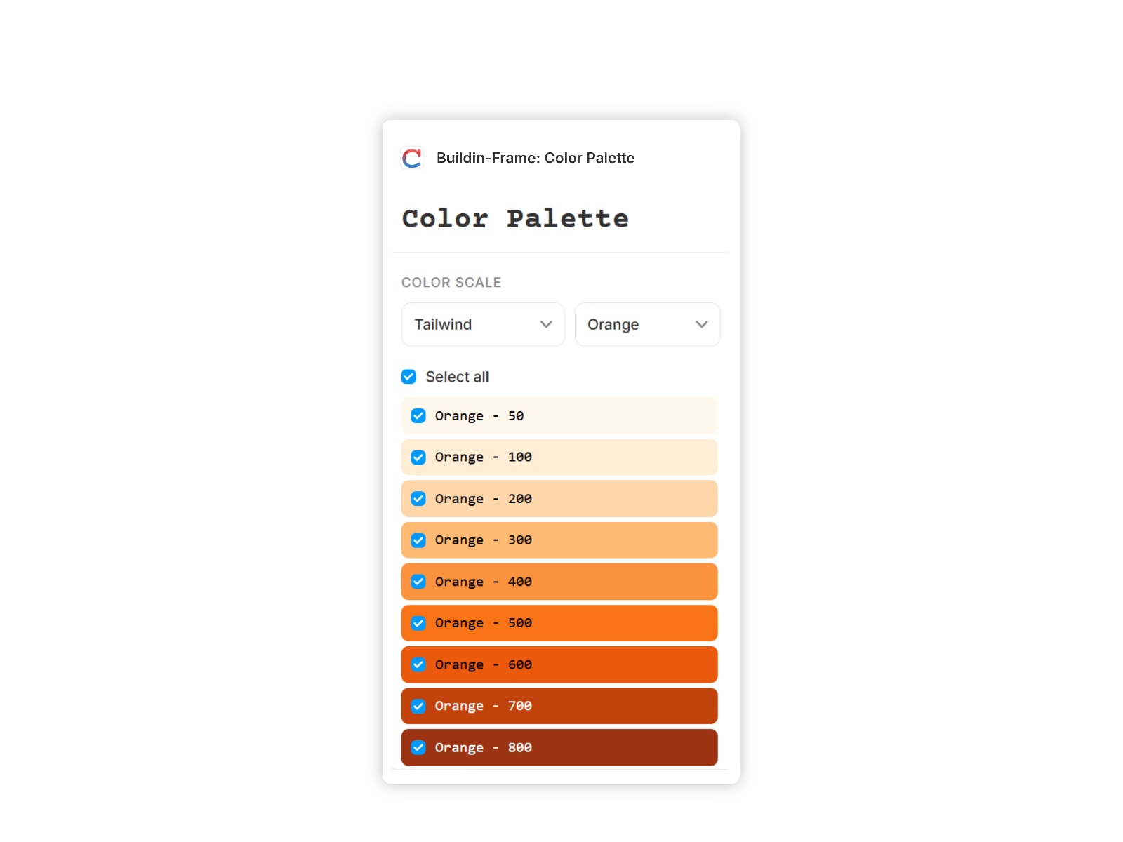 Buildin-Frame: Color Palette