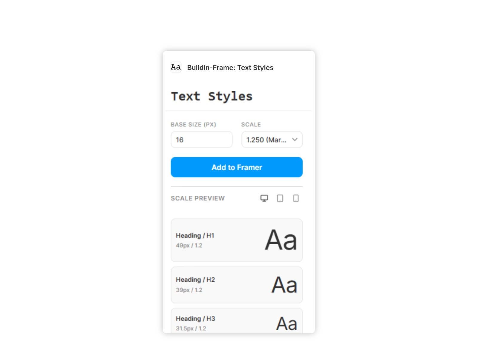 Buildin-Frame: Text Styles