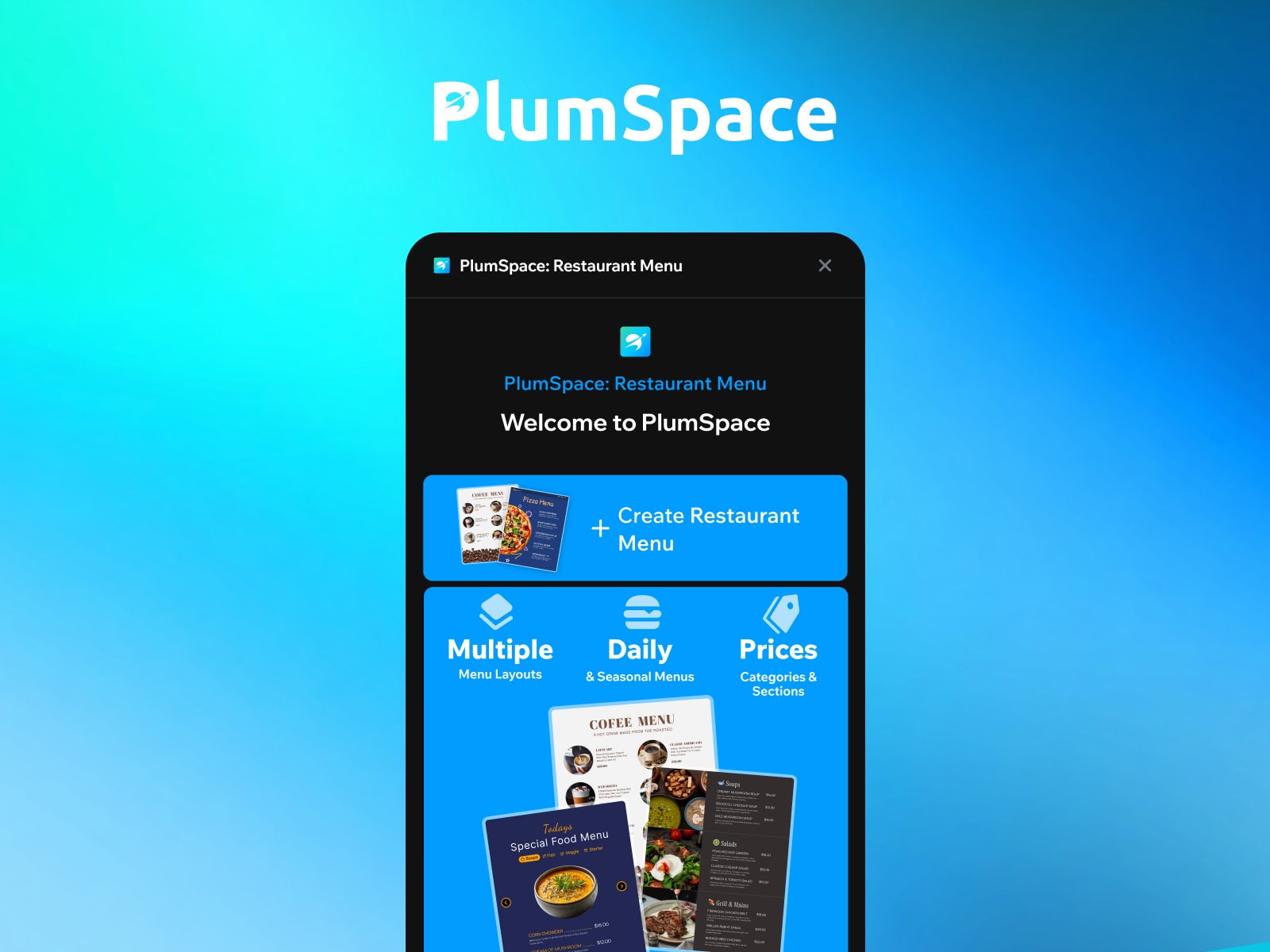 PlumSpace: Restaurant Menu