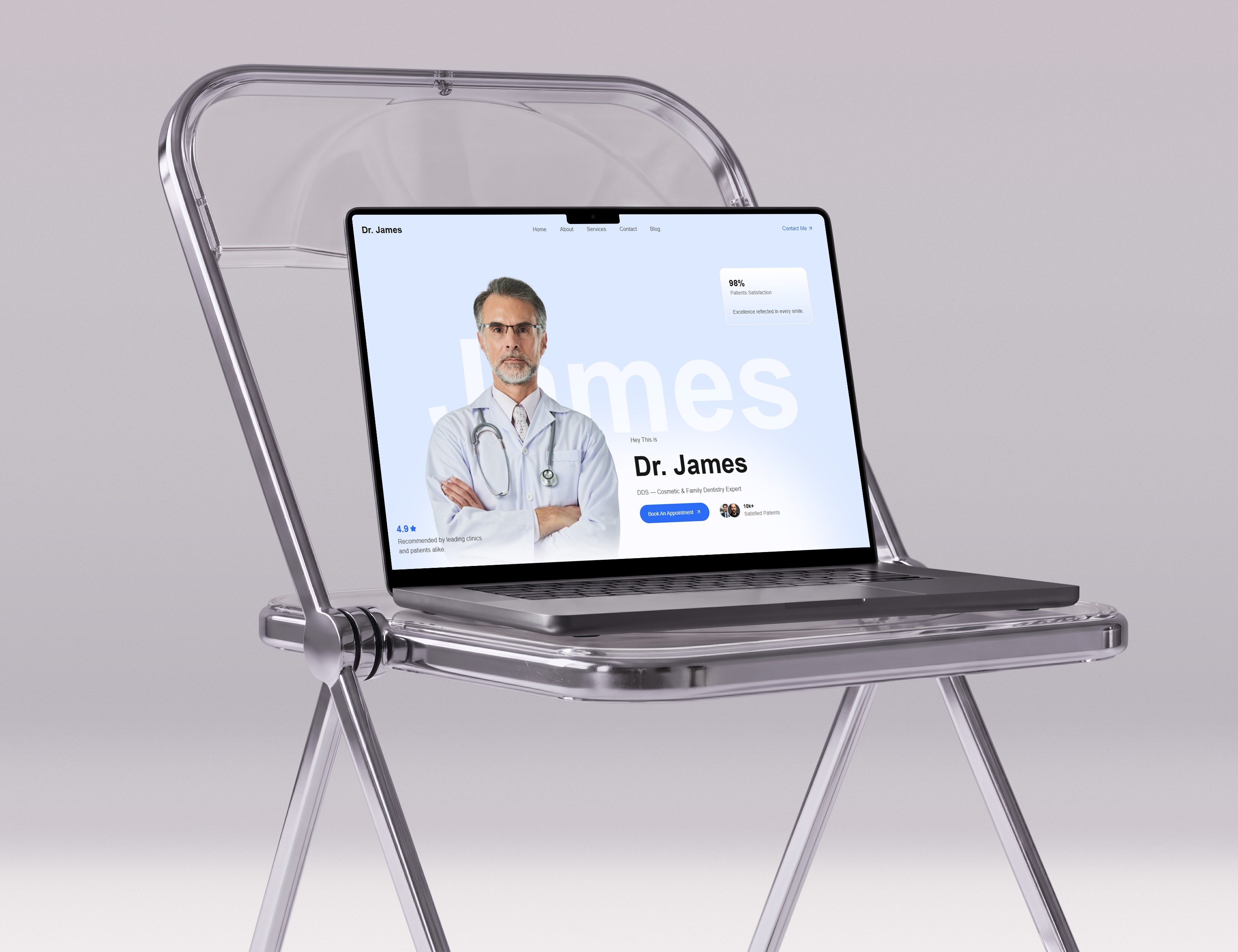 Dr. James — Personal Website 🩺A modern personal website concept for a doctor, focused on creating a professional and trustworthy digital presence.The design keeps the experience clean, simple, and easy for patients to understand.Designed & developed by Nocsha Studio.#WebDesign #UIUX #WebDevelopment #MedicalWebsite #PersonalBranding