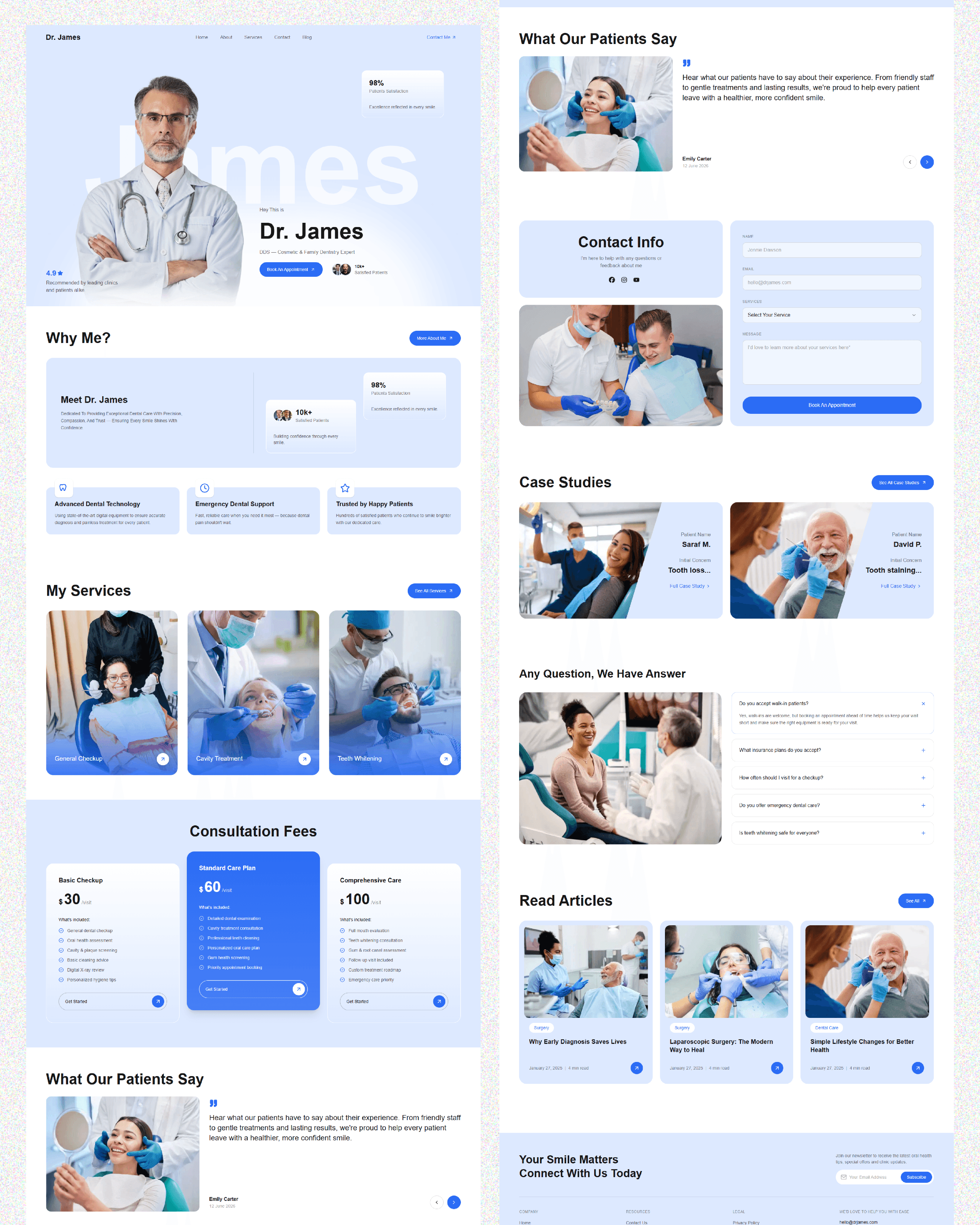 Dr. James — Personal Website 🩺A modern personal website concept for a doctor, focused on creating a professional and trustworthy digital presence.The design keeps the experience clean, simple, and easy for patients to understand.Designed & developed by Nocsha Studio.#WebDesign #UIUX #WebDevelopment #MedicalWebsite #PersonalBranding