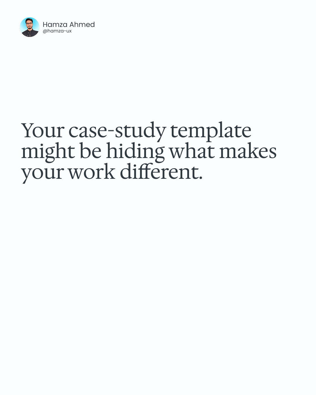 Using the same page template is not the problem.Using the same story template can be.A flexible Framer system can keep presentation consistent while allowing each case study to emphasize different evidence, decisions and outcomes.The visual system can repeat.The project story should earn its own structure.