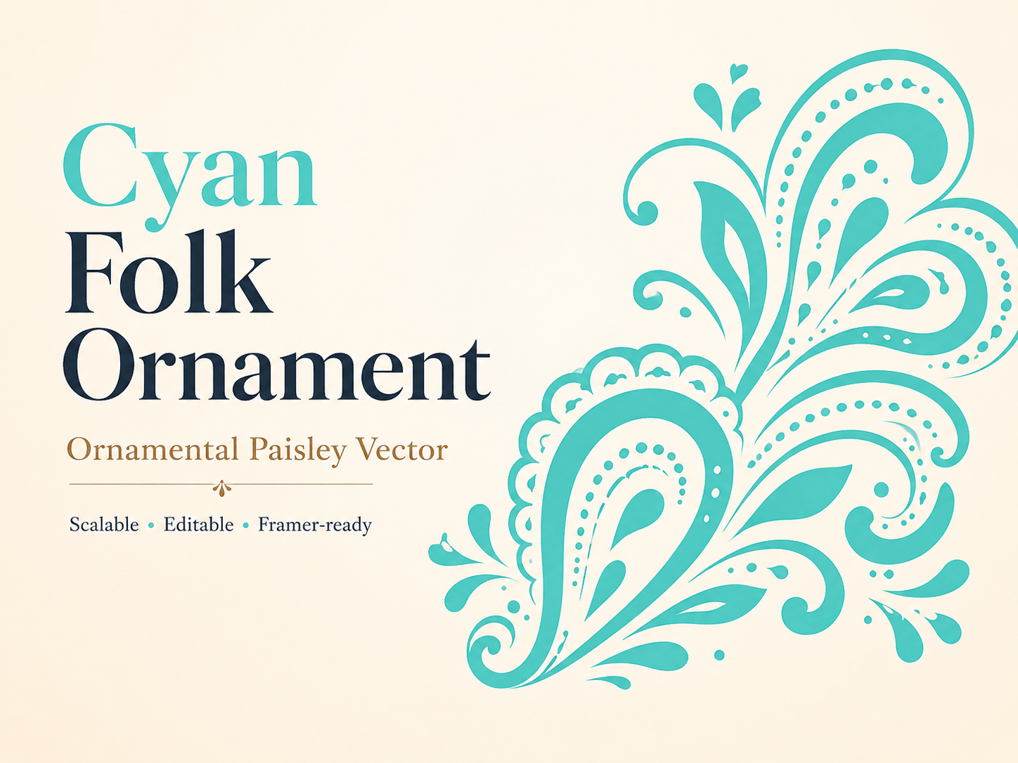Cyan Folk Ornament