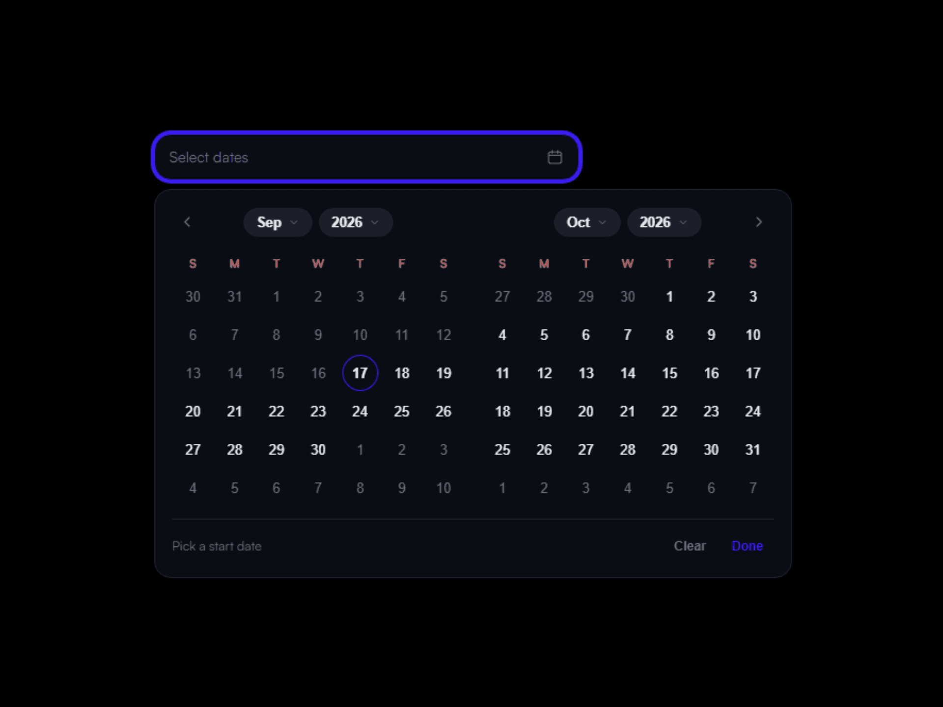 Range Calendar Pro