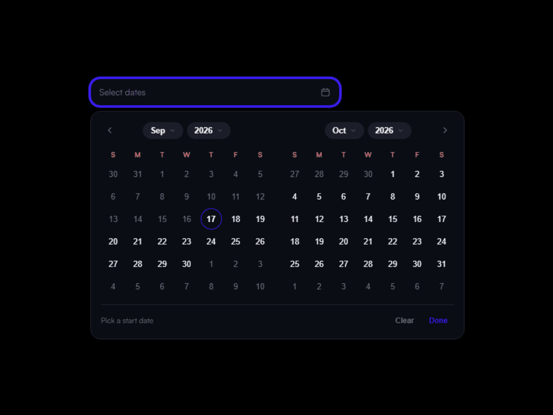 Range Calendar Pro