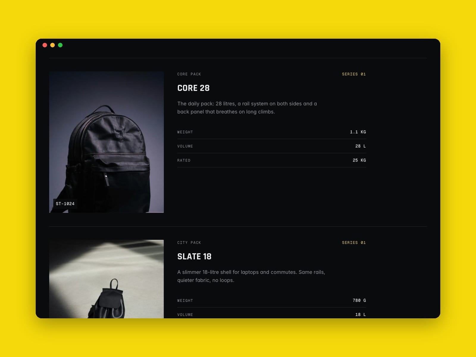 Backpack Shop Page