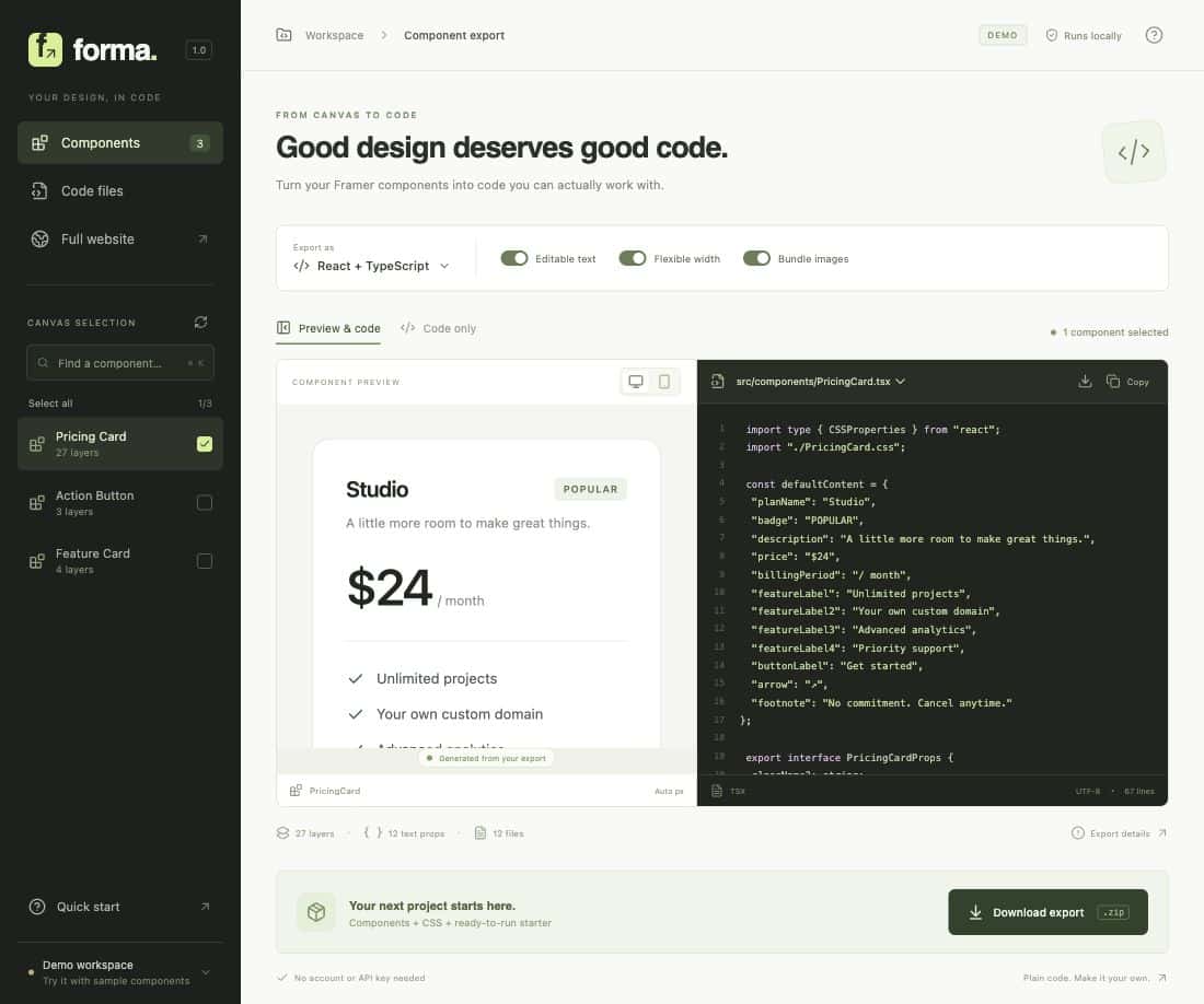 Forma — Code Export