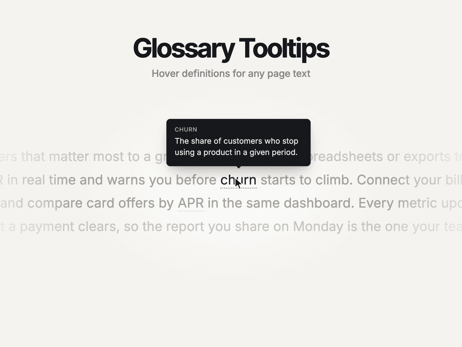 Glossary Tooltips