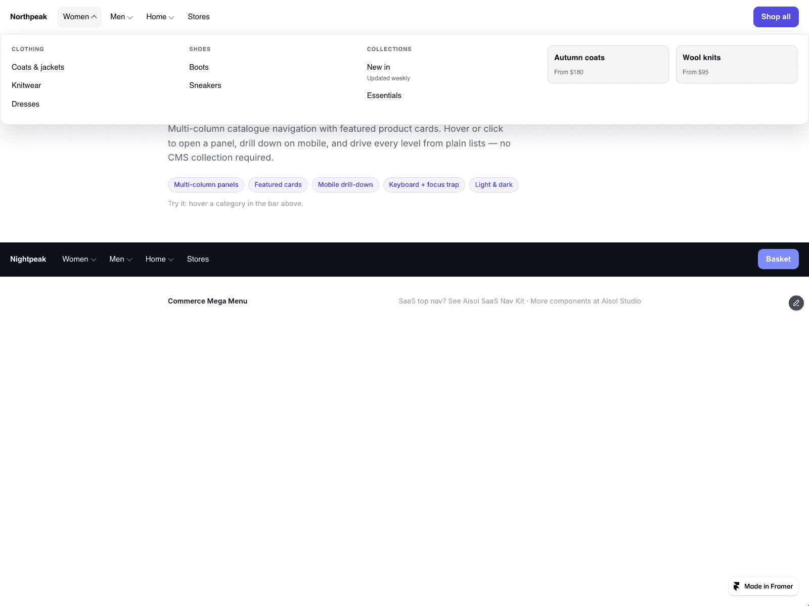 Commerce Mega Menu