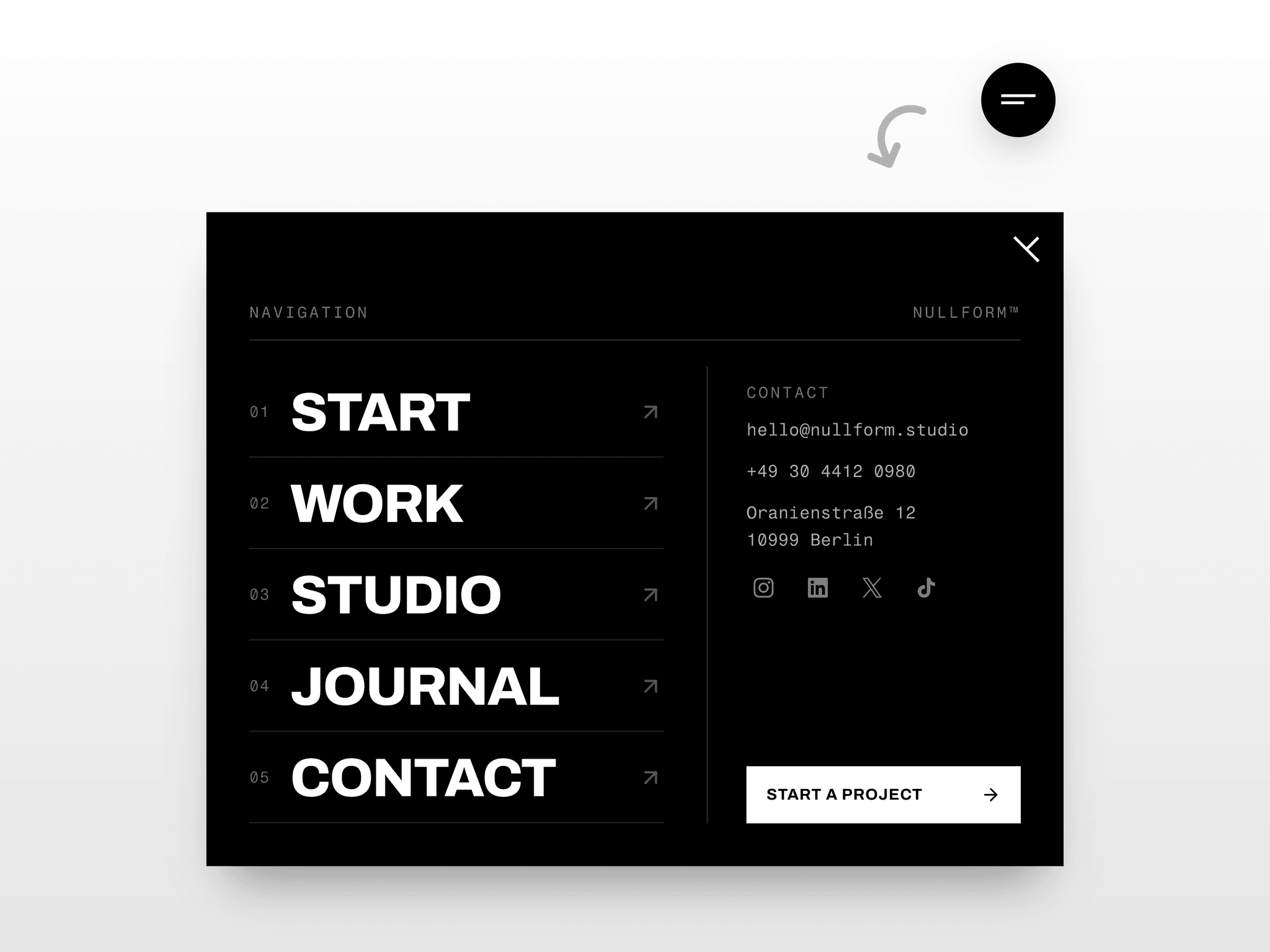 Motion Corner Menu