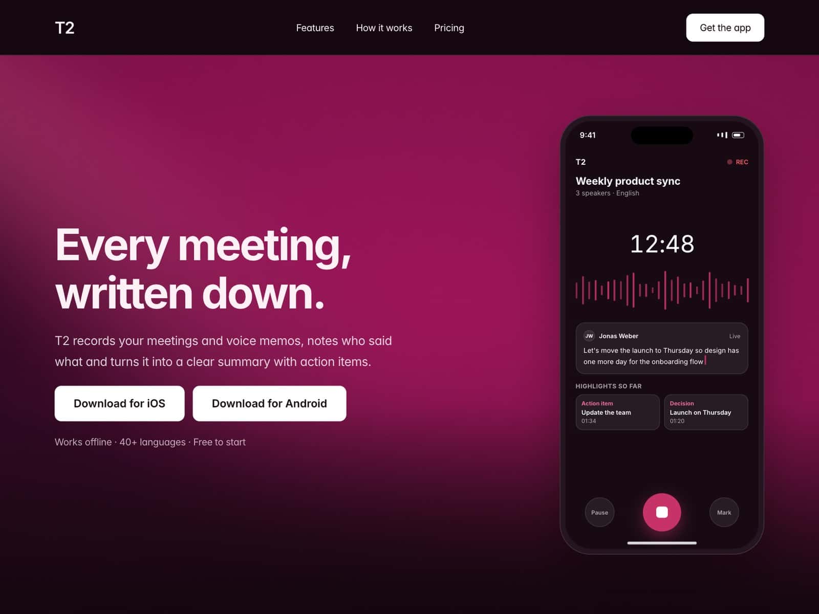 T2 – Talk to Text