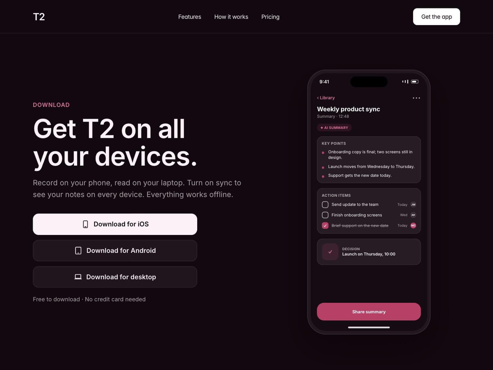T2 – Talk to Text