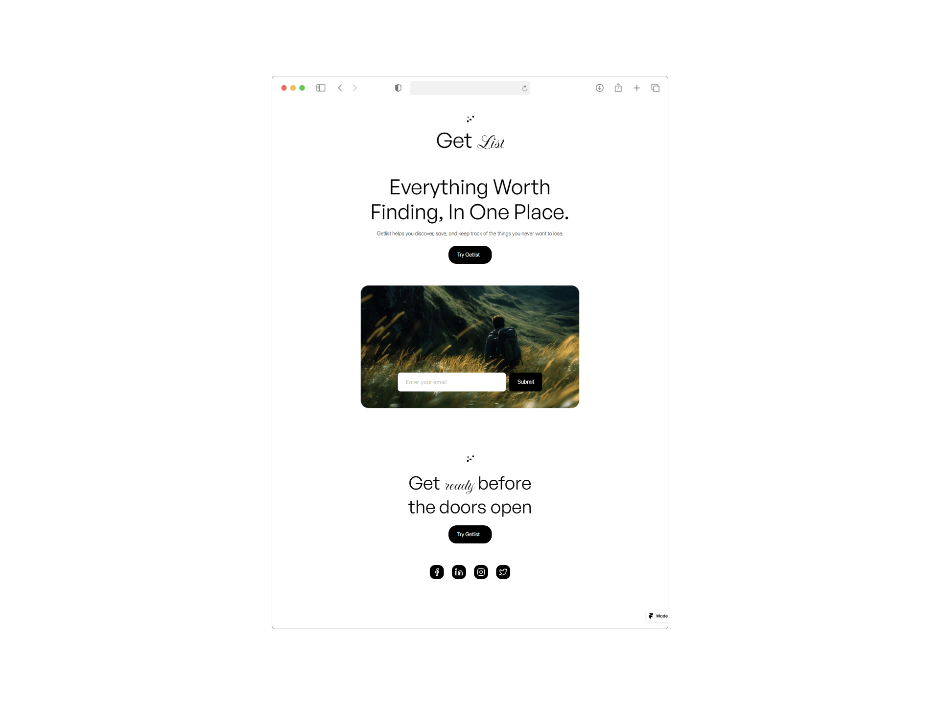 Getlist is officially live πA clean, modern waitlist template built to help you capture early interest before launch day.