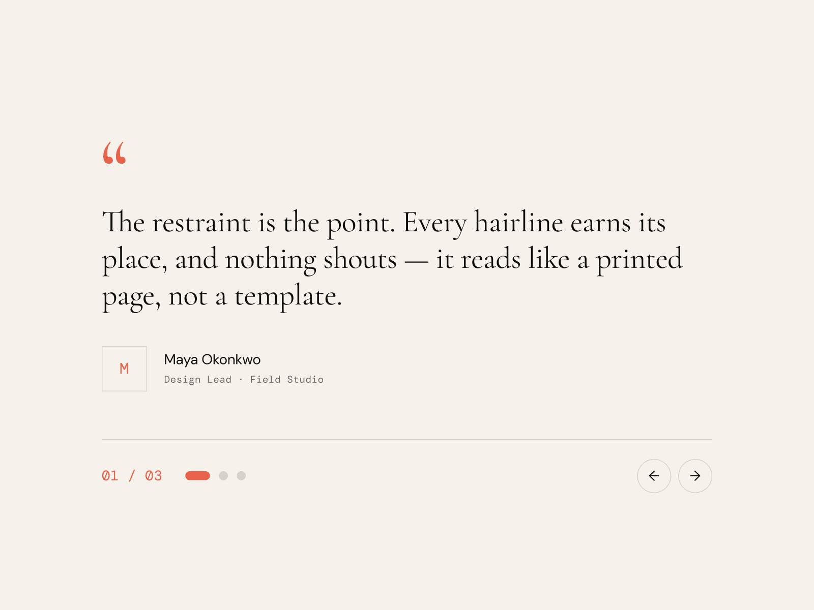 NR — Testimonial
