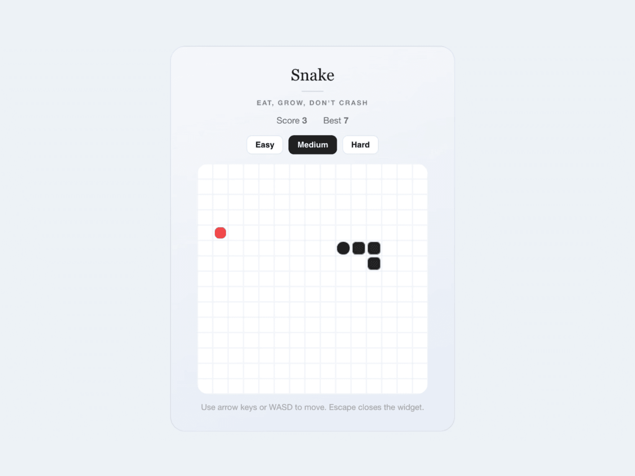 Snake Game Widget