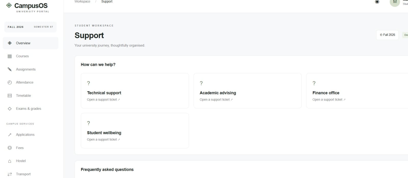 University LMS UI Te