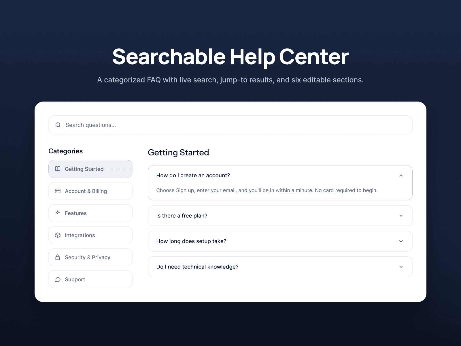 SearchableHelpCenter
