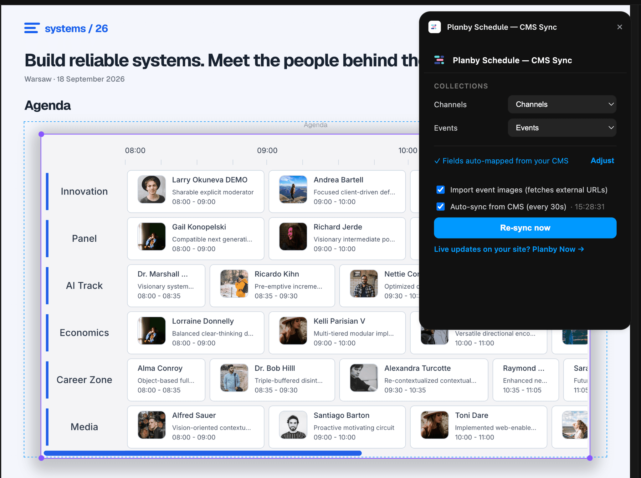 Planby Schedule — CMS Sync