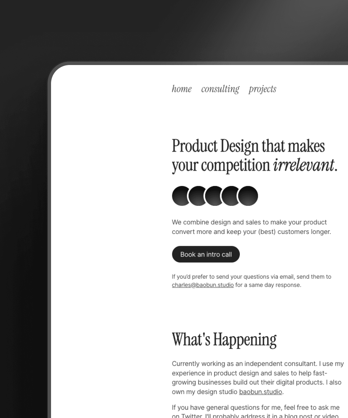 Screenshot 1 for Simplistic, a Framer Marketplace template by Charles Postiaux.