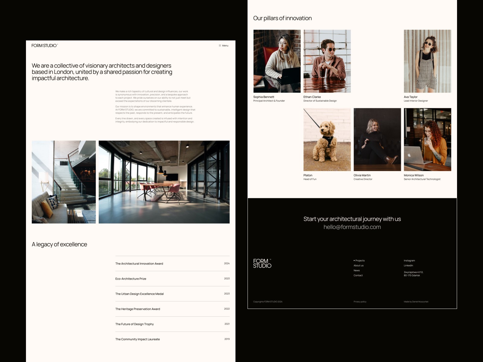 Screenshot 3 for FORM STUDIO, a Framer Marketplace template by Daniel Muszyński.