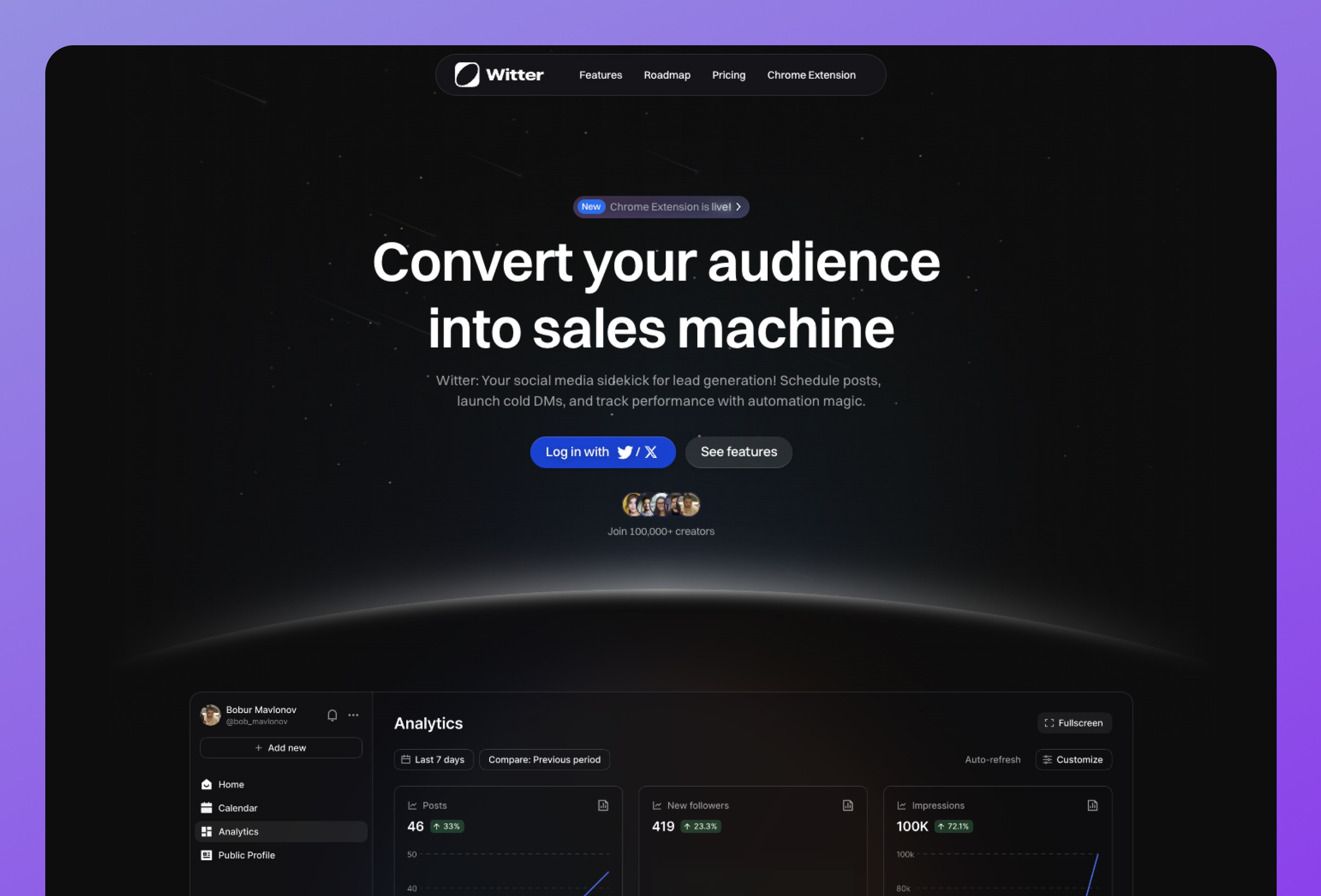 Screenshot 2 for Witter, a Framer Marketplace template by Bobur Mavlonov.
