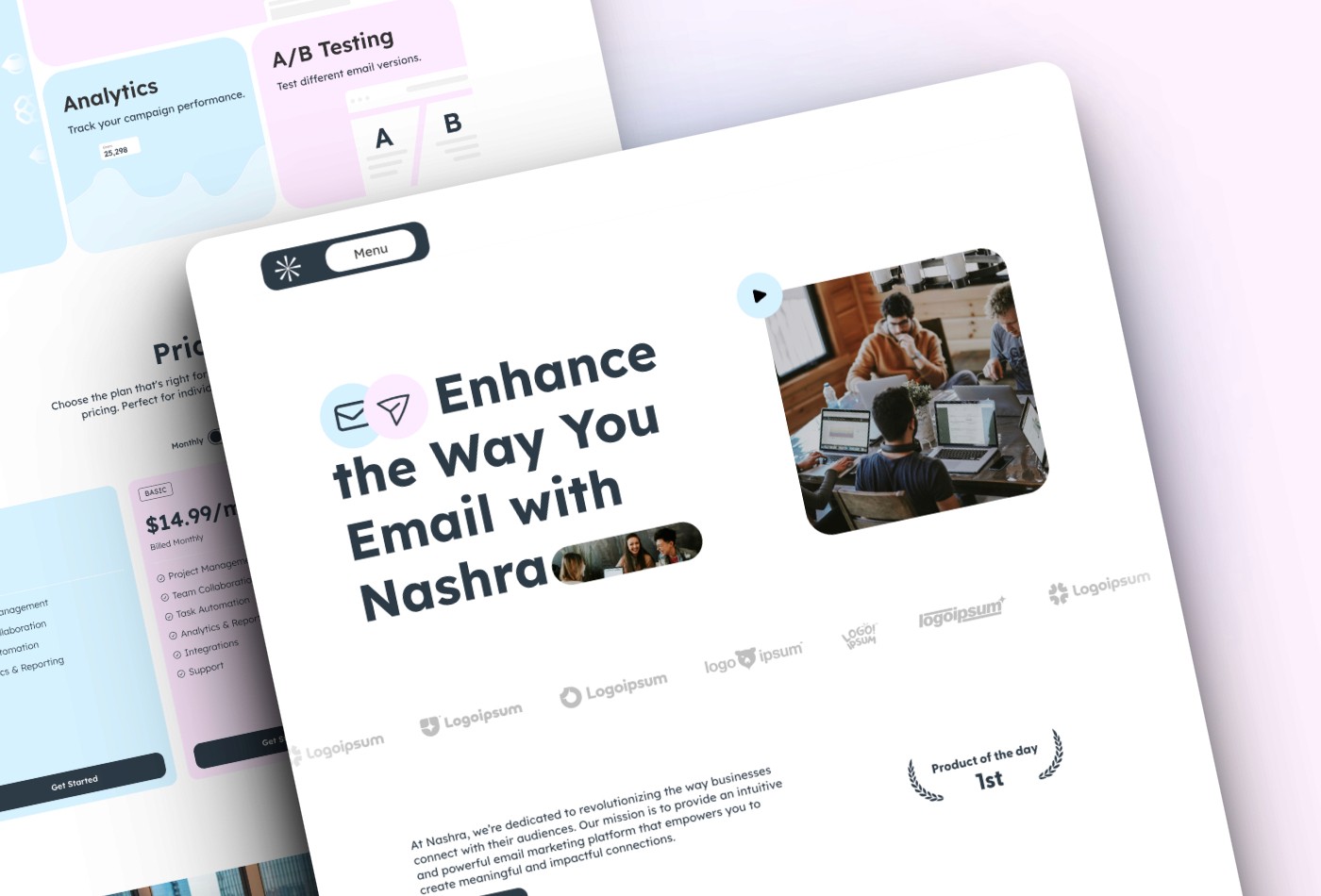 Screenshot 2 for Nashra, a Framer Marketplace template by Mejed Alkoutaini.