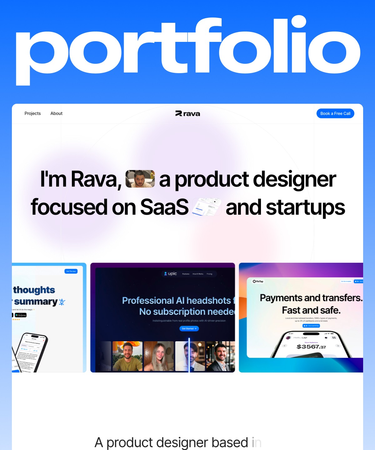 Screenshot 1 for Rava, a Framer Marketplace template by Bobur Mavlonov.