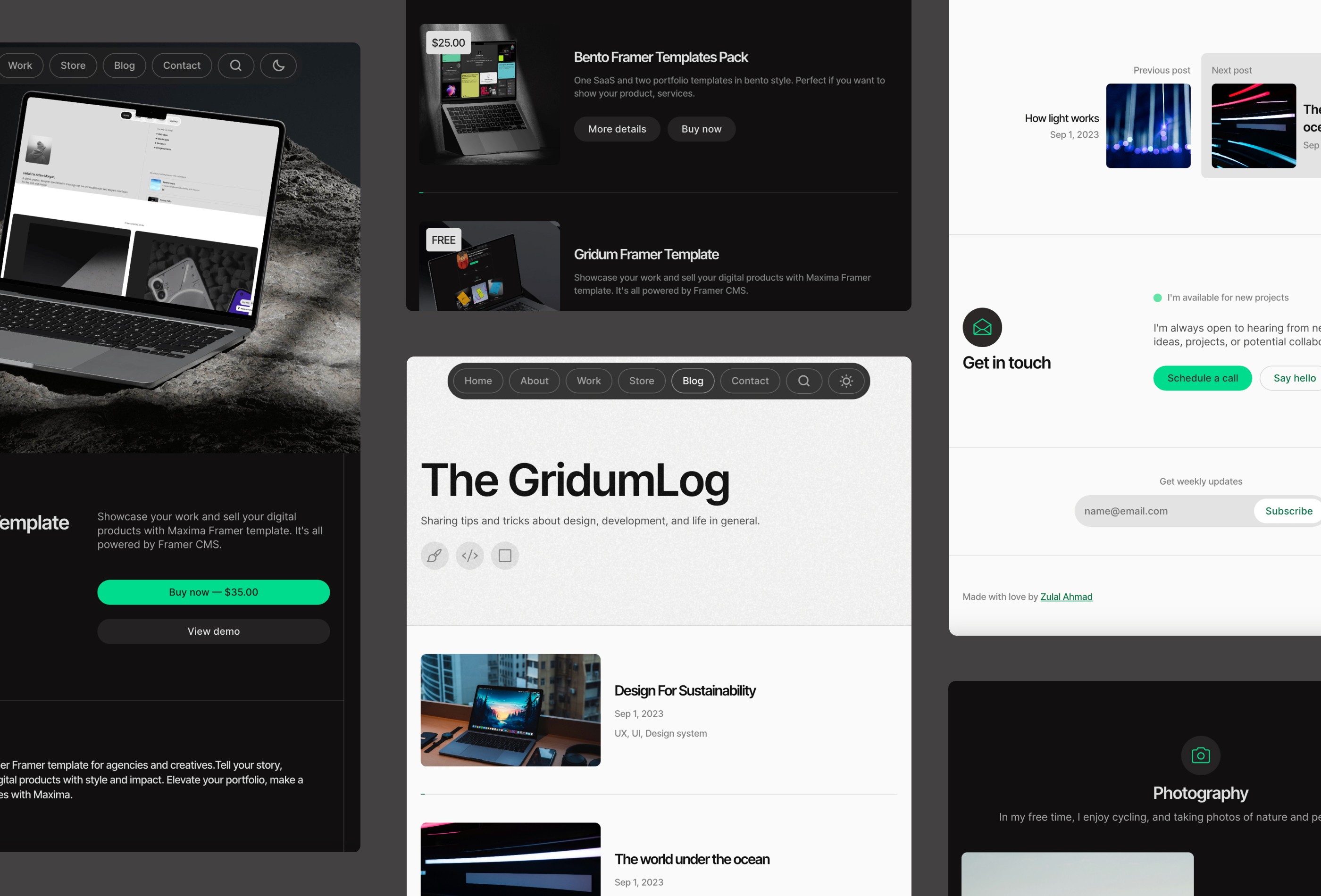 Screenshot 4 for Gridum, a Framer Marketplace template by Zulal.
