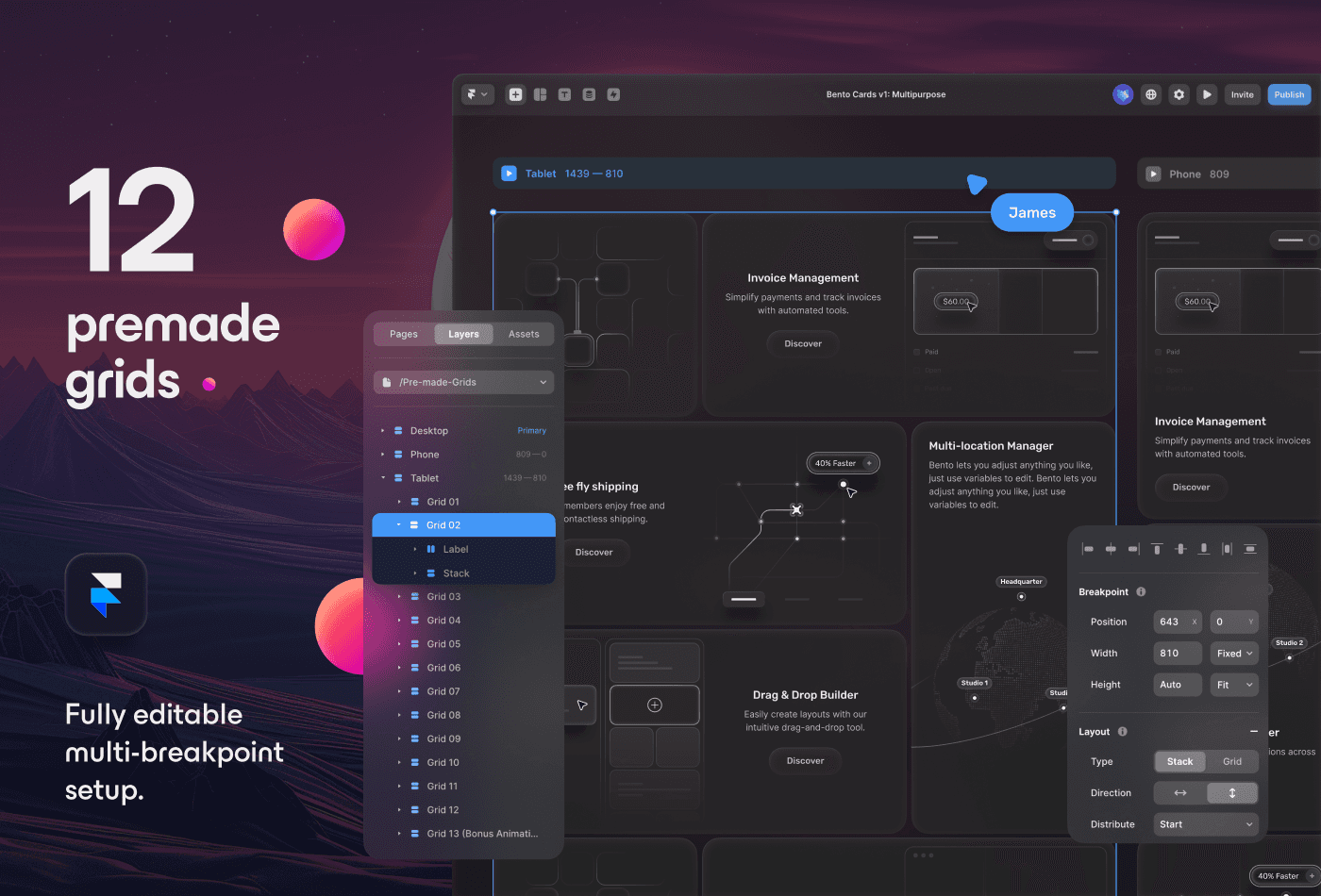 Screenshot 3 for UI8 Bento Cards, a Framer Marketplace template by UI8.